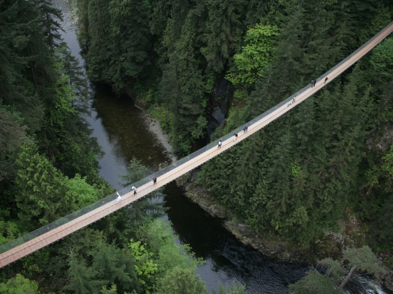 Aerial photo of the Capilano Suspension Bridge